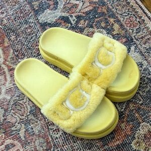 UGG Yellow Fluffy Slide Sandals